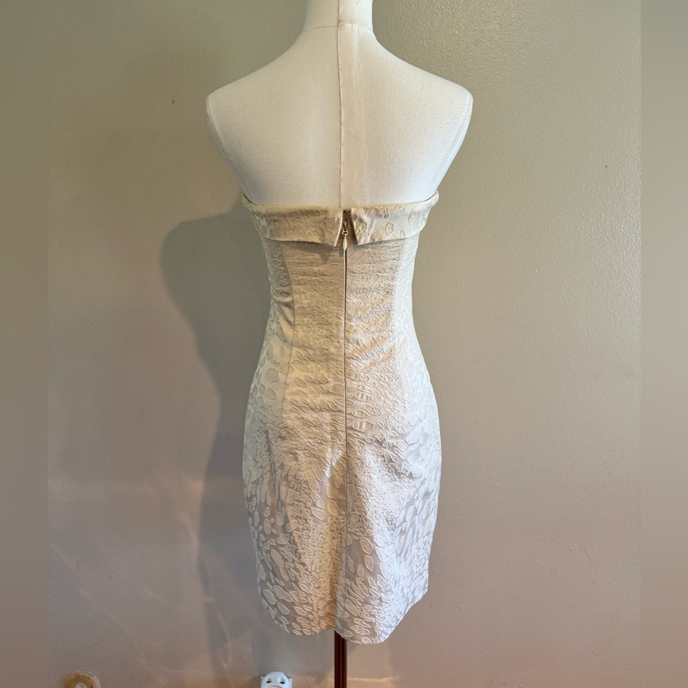 bebe Strapless Cream Textured Strapless Mini Dress - Picture 3 of 7